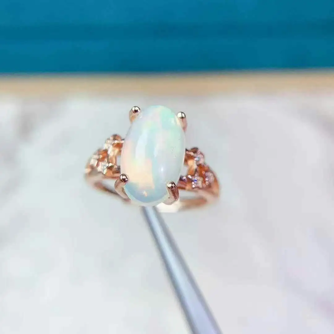 

Лучший подарок на новое поступление Натуральное и настоящее натуральное кольцо с розовым опалом Кольцо из стерлингового серебра 925 пробы для женщин Обручальное кольцо