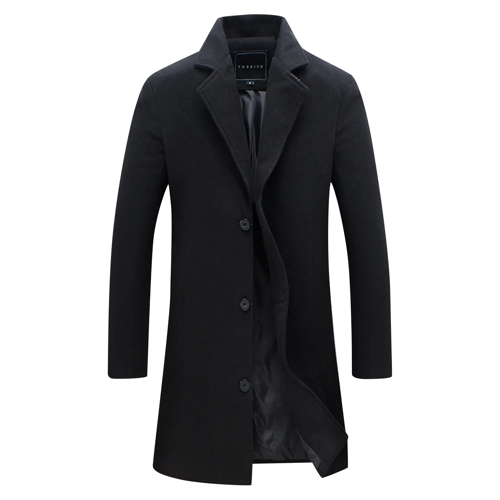 Men's Trench Autumn/winter Single Row Button Woolen Jacket Long Length Casual Trench Coat Smooths Your Silhouette Overcoat