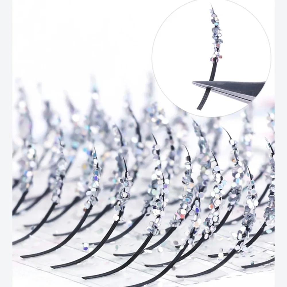 Mode Make-Up Werkzeug Wimpern Verlängerung mit Diamant Silber Farbe Falsche Wimpern DIY Glitter Glänzende Einzelne Wimpern Frauen