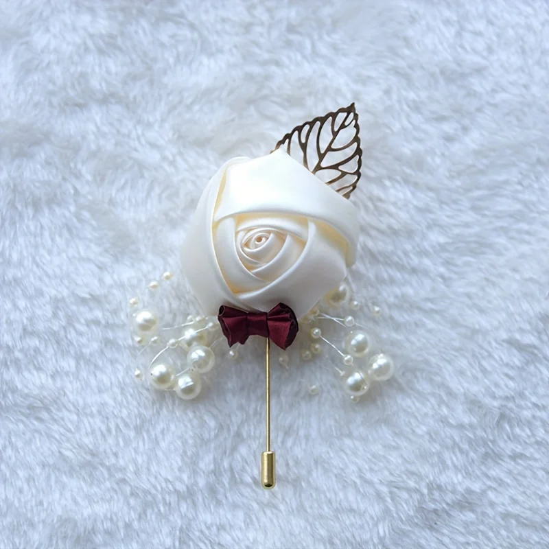 Boutonnière de mariage pour marié, demoiselle d'honneur, revers de corsage fait à la main, épingles à fleurs roses pour mariage, décor de fête de Rh