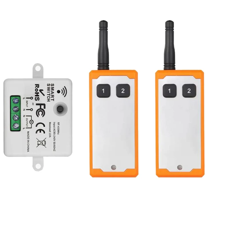 433MHZ Ndustrial AC110V 220V 1CH RF Wireless Remote Control Switch Radio Receiver With 20-1000M Long Distance Remote controller