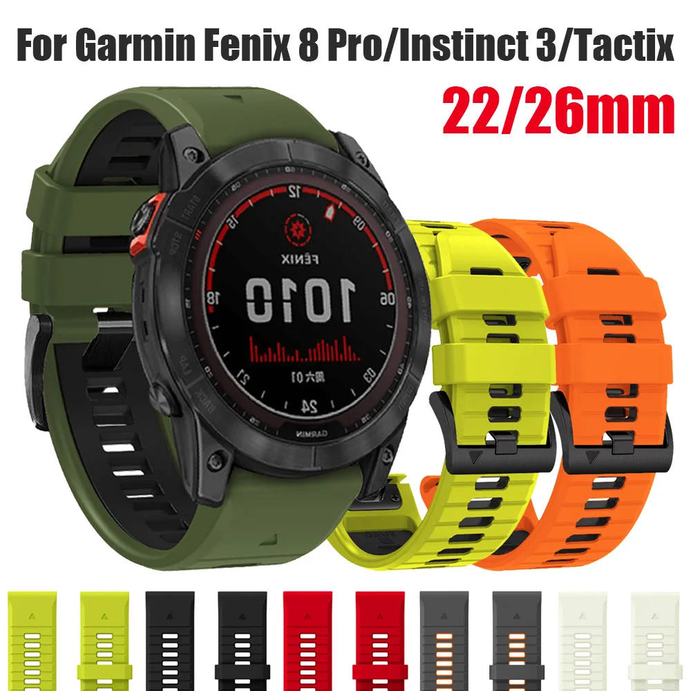 22/26 mm Sport-Silikonarmband für Garmin Fenix 8 Pro 8 E 7X /Instinct 3 2X Ersatzarmband für Enduro 3 2/Forerunner 965 955