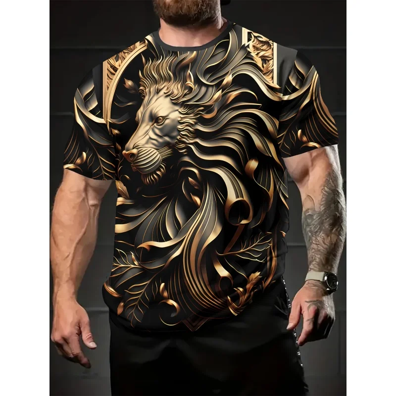 

Luxury Lion Graphic T-Shirt For Men Cool Animal 3D Printed quick-drying T Shirts Summer Sport O-Neck Tops Short Sleeve Tees