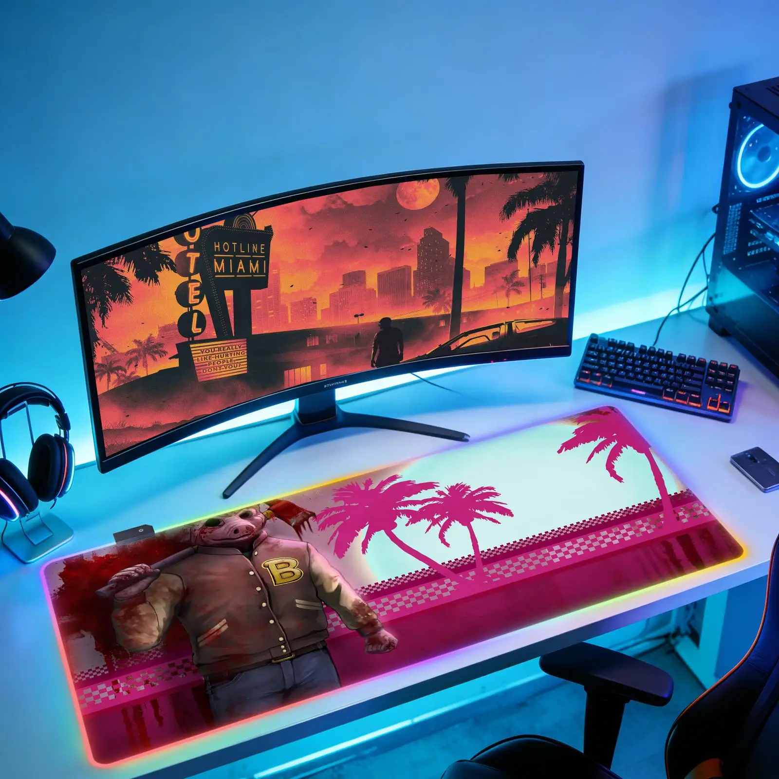 

Коврик для мыши H-Hotline Miami Design, игровой коврик для мыши, большой скоростной компьютерный коврик из резины, аксессуары для компьютера, коврик для мыши RGB для ПК, геймерский коврик для мыши