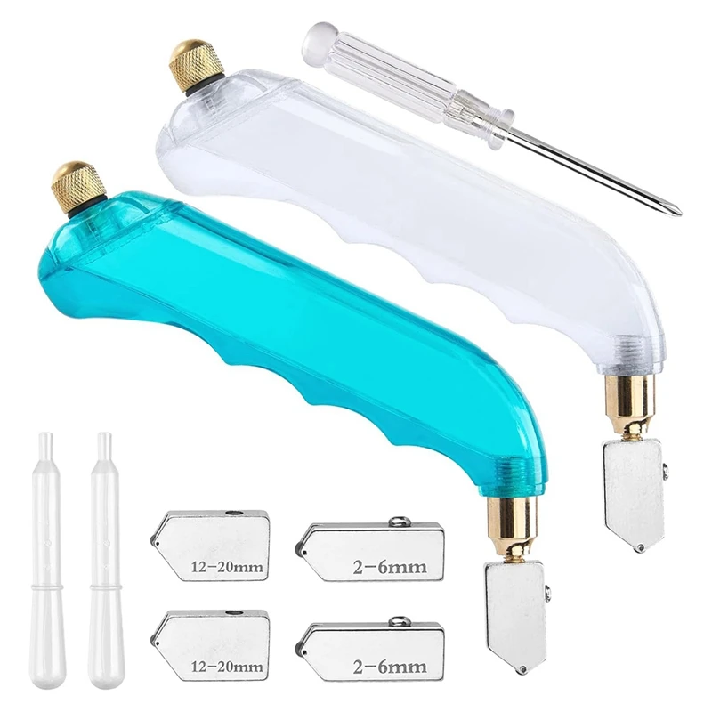 GTBL Glass Cutter 2Pcs Glass Cutting Tool With 4Pcs Replaceable Head Stained Glass Cutting Tools With 1Pcs Screwdriver