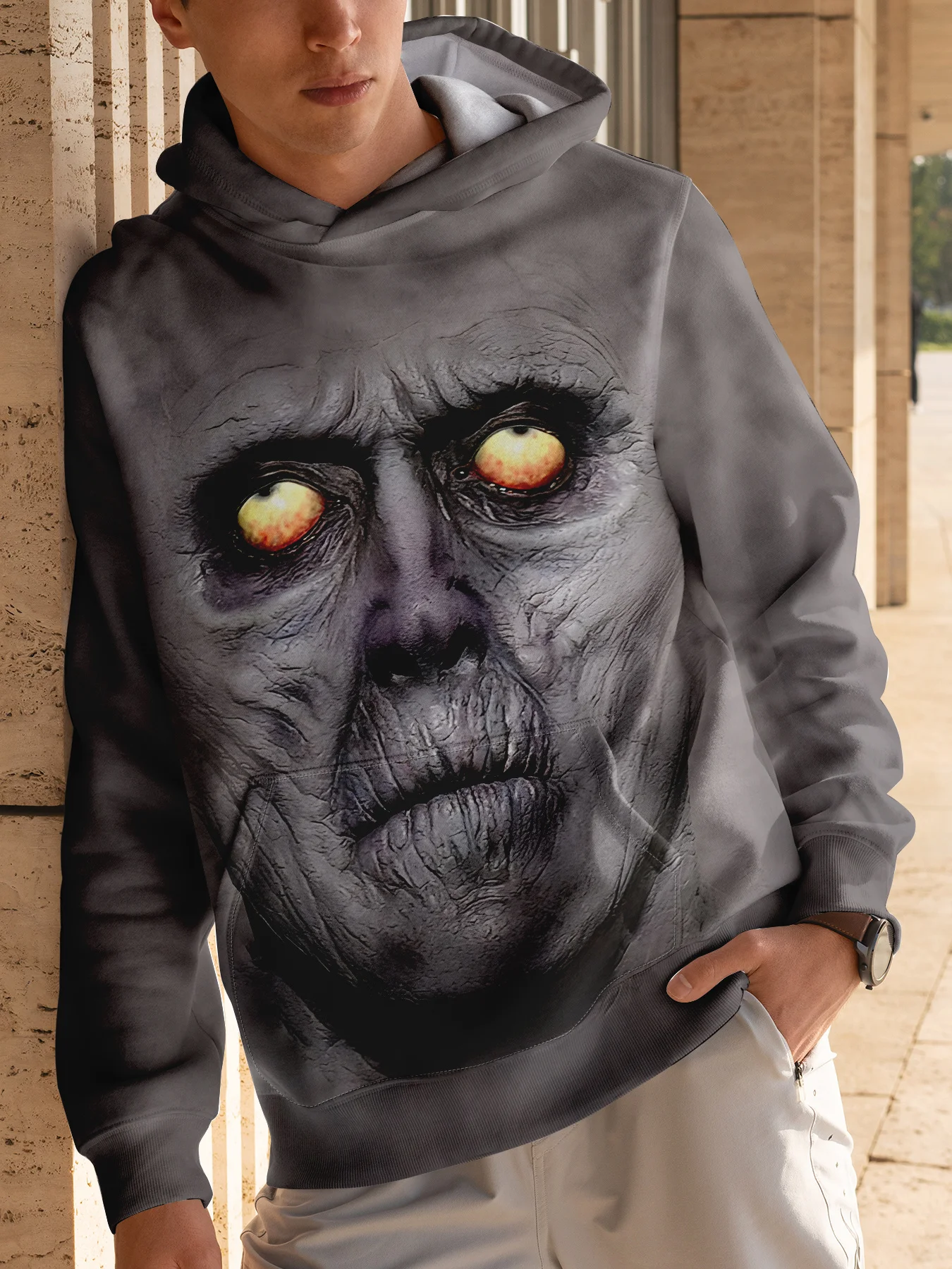 

3D Printed Funny Abstract Face Graphic Men's Hooded Sweatshirts Street Casual Long Sleeve Tops Unisex Oversized Pullover Clothes