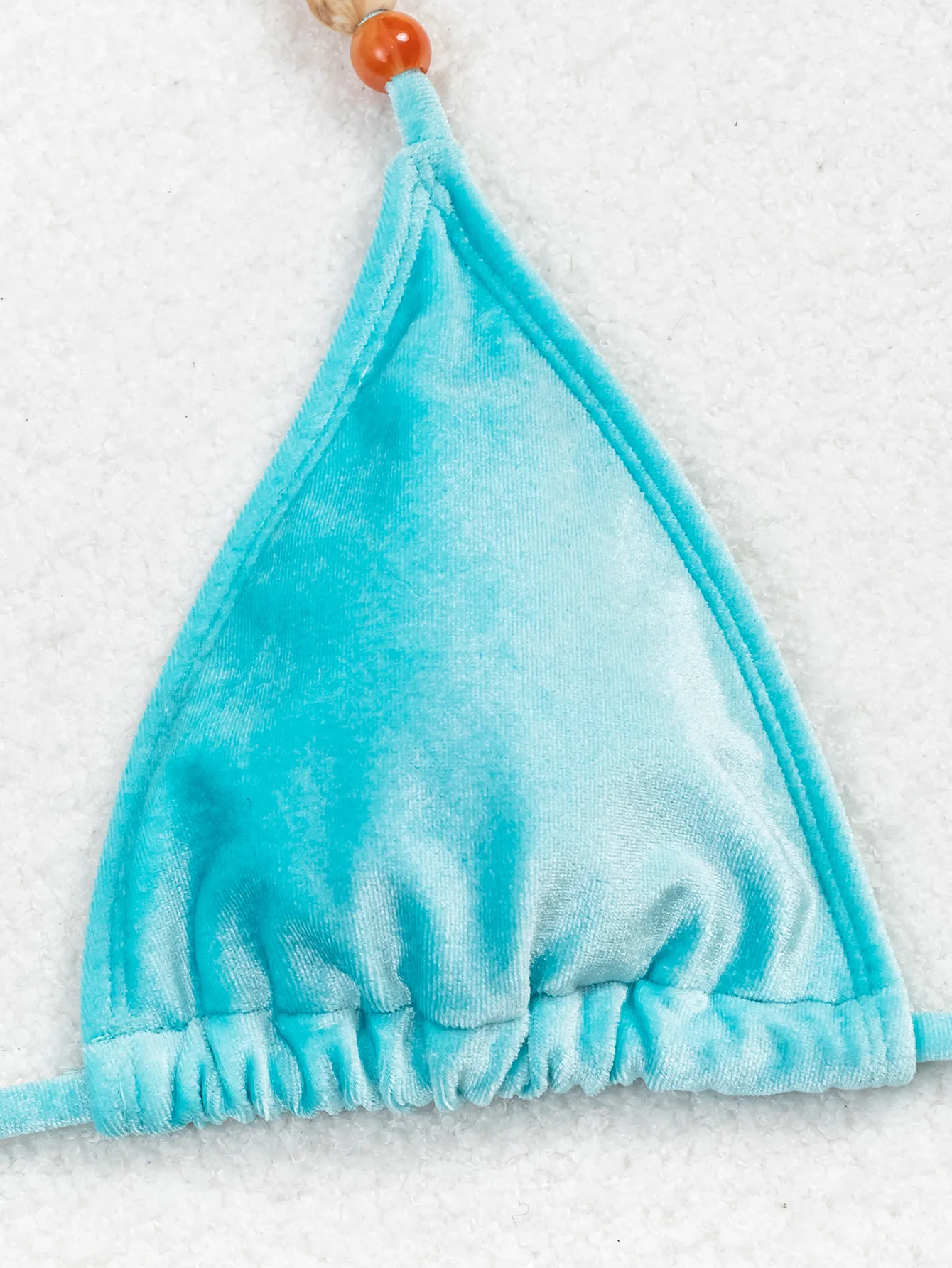 Sexy Samt Seeblau Perlen Neckholder Krawatte Bikinis Sets zweiteilig Tanga Badeanzug Badeanzug Bademode Biquini Tankini Beachwear