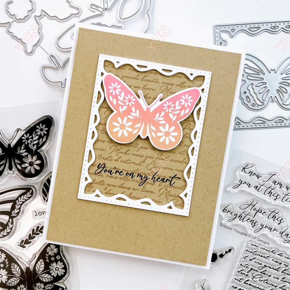 Flourished Butterflies Woodland Wreath Scrapbook Decoration Stamps Stencils DIY Gift Card Craft Metal Cutting Dies Greeting Card