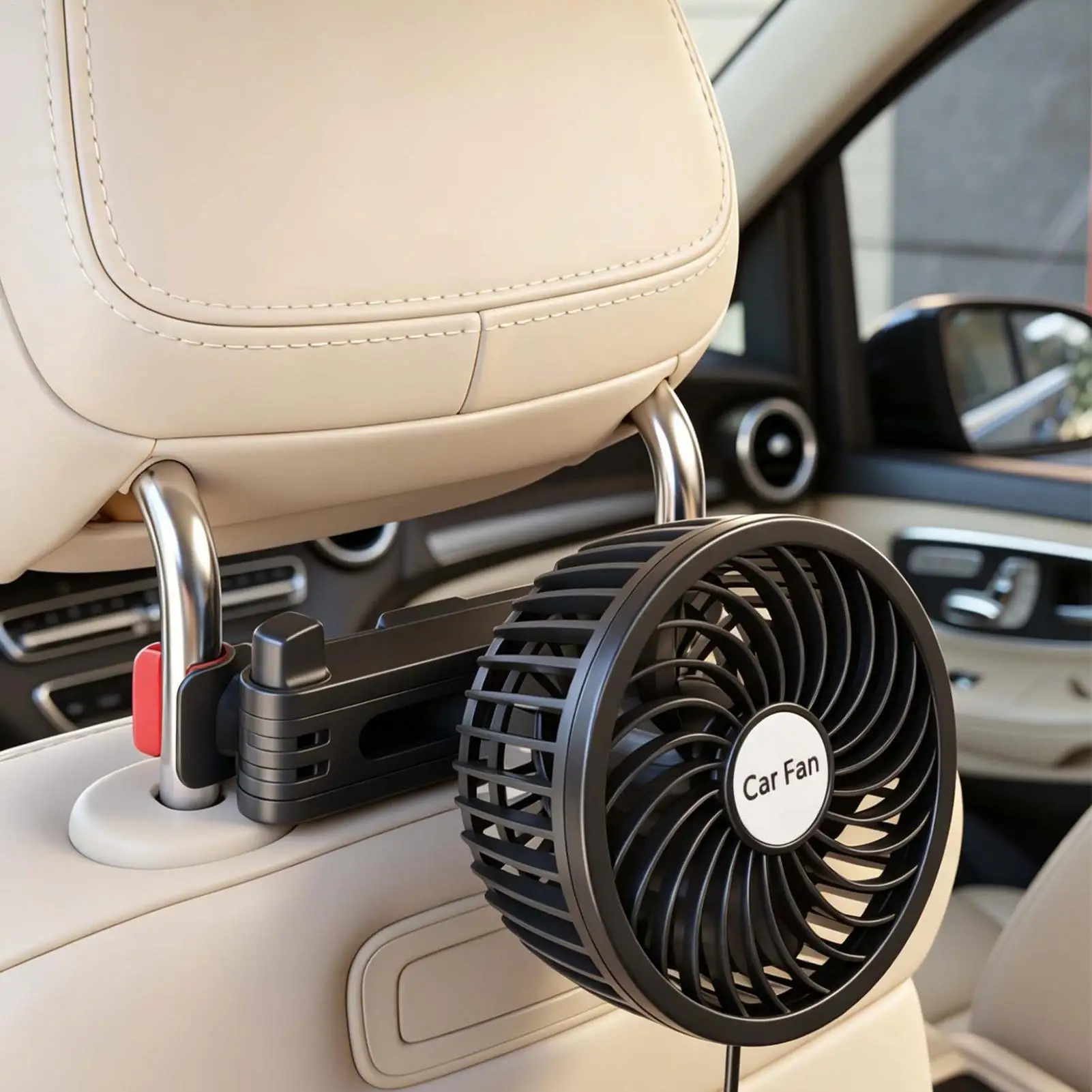 Car Seat Cooling Fan 2 Speeds Low Noise Angle Adjustable for SUV RV Truck Back Seat USB Powered Strong Clip Energy Saving