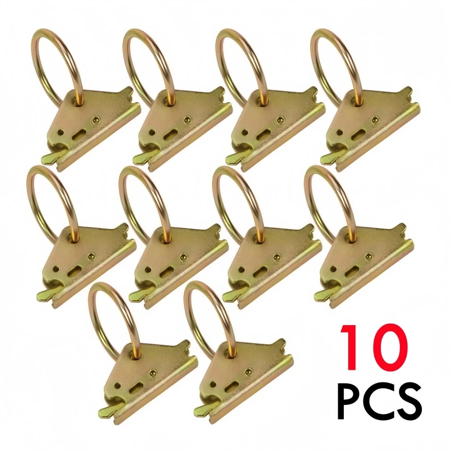 10PCS Steel E Track O Rings Tie Down Anchors E-Track Tie-Down Rail System Accessories for Enclosed Flatbed Trailer Truck Pickup