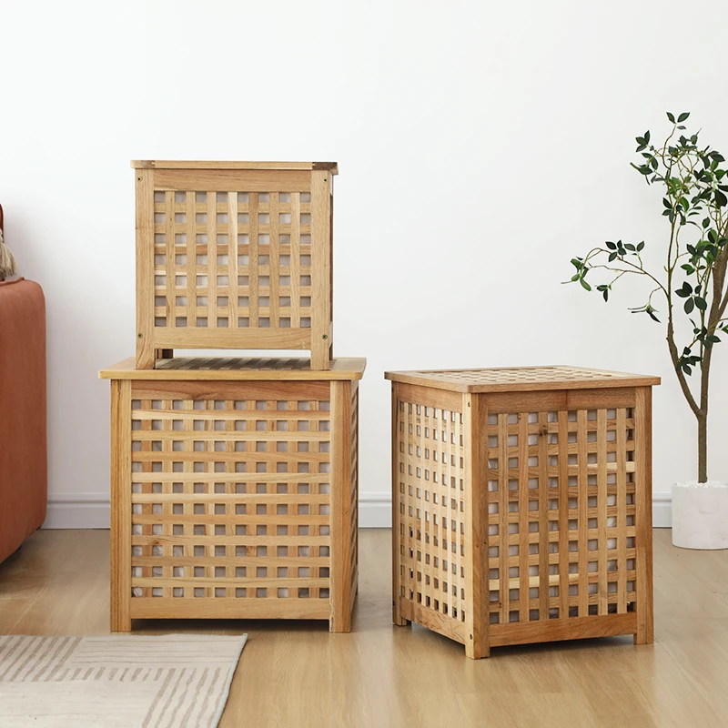 Solid Wood Sofa Side Table Japanese Style Nightstand Storage Cabinet for Bedroom Living Room End