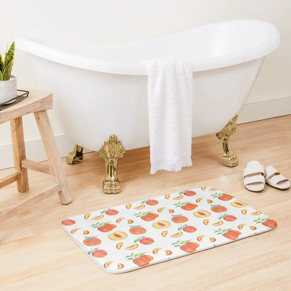 

Watercolor Peach Pattern Bath Mat Absorbent Bathroom Toilet Rug Mat