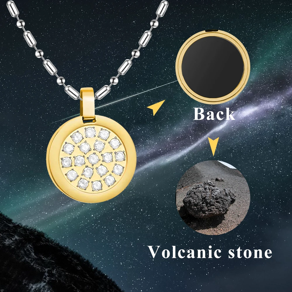 Stainless Steel Round Necklace for Women Healing Pendants High Negative Ions with Exquisite Box for Friend Gifts