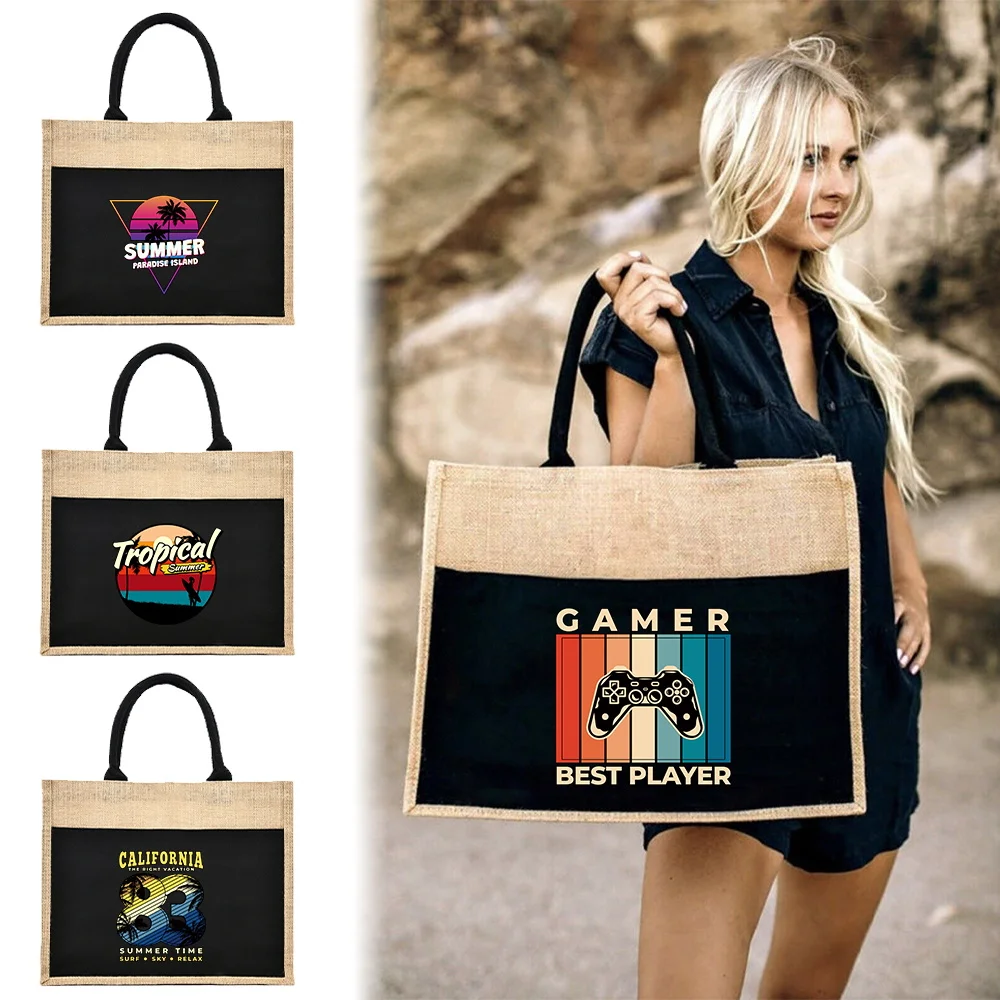 Shoulder Sacks Jute Handbag Jute Imitation Sacks Linen Bags Women Shopping Pouch Designer Laminated Bags Summer Vacation 2023