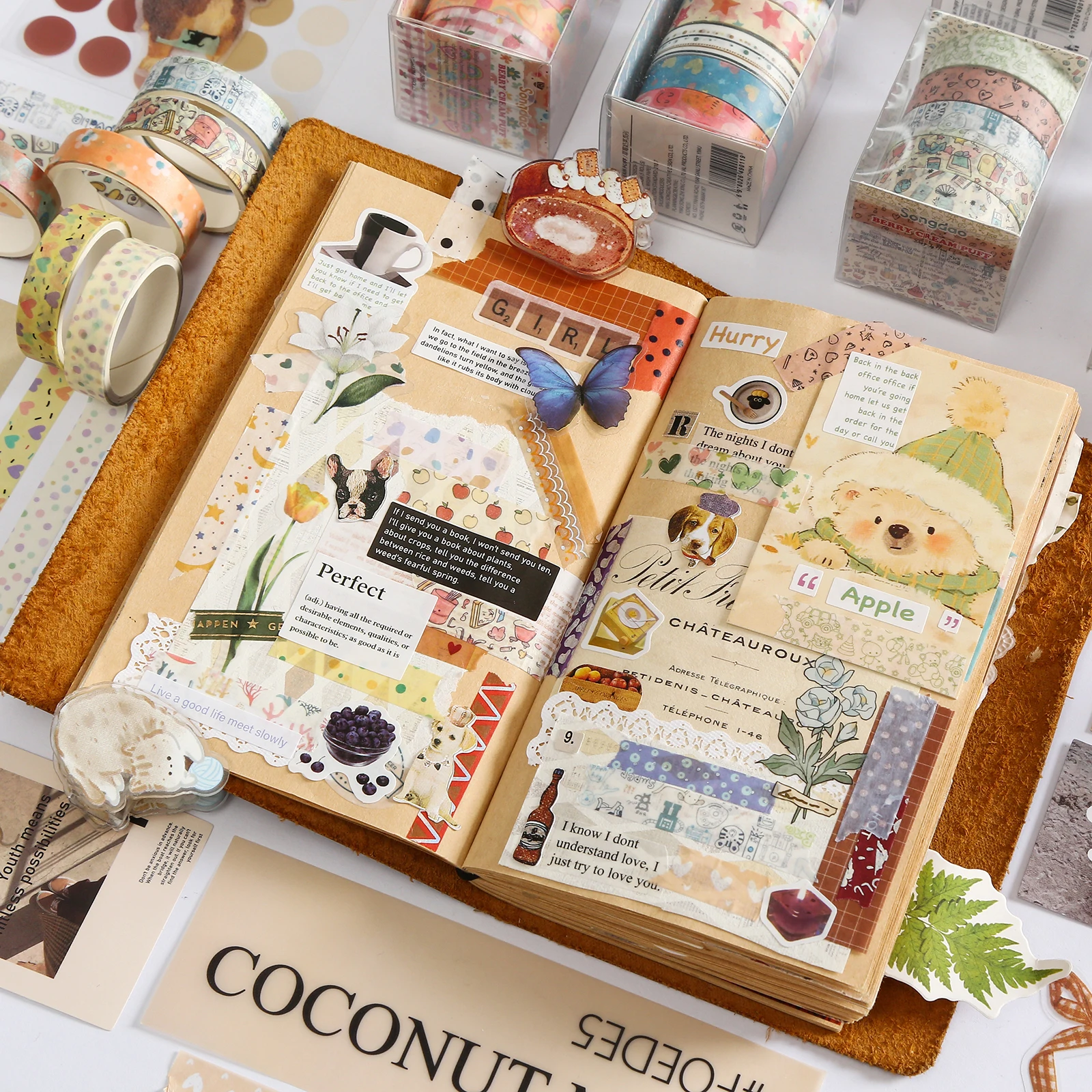 5 Roll/Box Flower Washi Tape Grid Series Masking Tape Decortative Stickers Album Diary Decoration Phone Case Cup Diary Decoratio