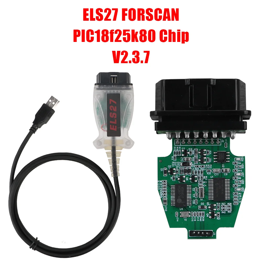 ELS27 Forscan Green PCB muslimah Chip Multi-lingua funziona V2.3.7 per Mazda ELM327 e J2534 Pss-Thru strumento diagnostico per auto
