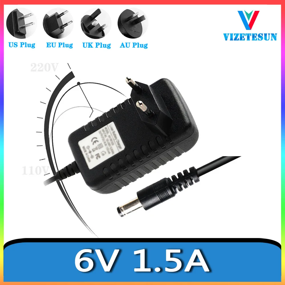 6V 1.5A Power Adapter 6V 1500mA Switching Power Supply DC Stabilized Power Supply Charger