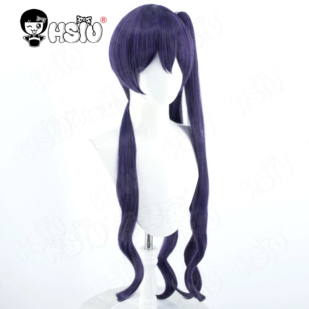 Tsumugi Kano شعر مستعار تأثيري HSIU 100 سنتيمتر أسود أرجواني الشعر الطويل شعر مستعار اصطناعي + غطاء شعر مستعار لعبة متغير Baricade شعر مستعار تأثيري #4