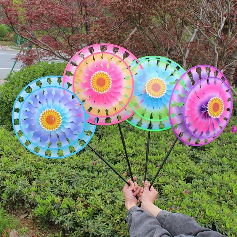 

35cm Double Layer Colorful Flower Windmill Children Toys Outdoor Yard Lawn Sport Game Garden Decoration Large Wind Spinners