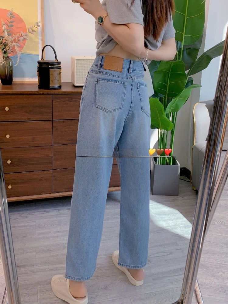 

Xiaofan Women's Casual Harem Jeans Loose Slimming Spring Summer New Sle High Waist Blue Rinsed Casual Loose Leggings