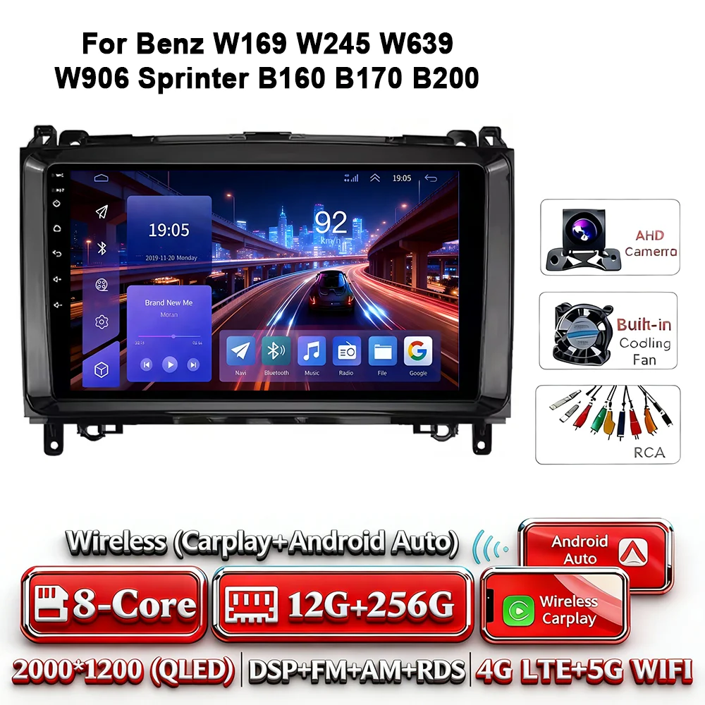 Android 17 autoradio 4G WIFI Carplay voor Mercedes-Benz W169 W245 W639 2005-2012 B160 B200 TPMS DAB OBD 2 DVD GPS touchscreen
