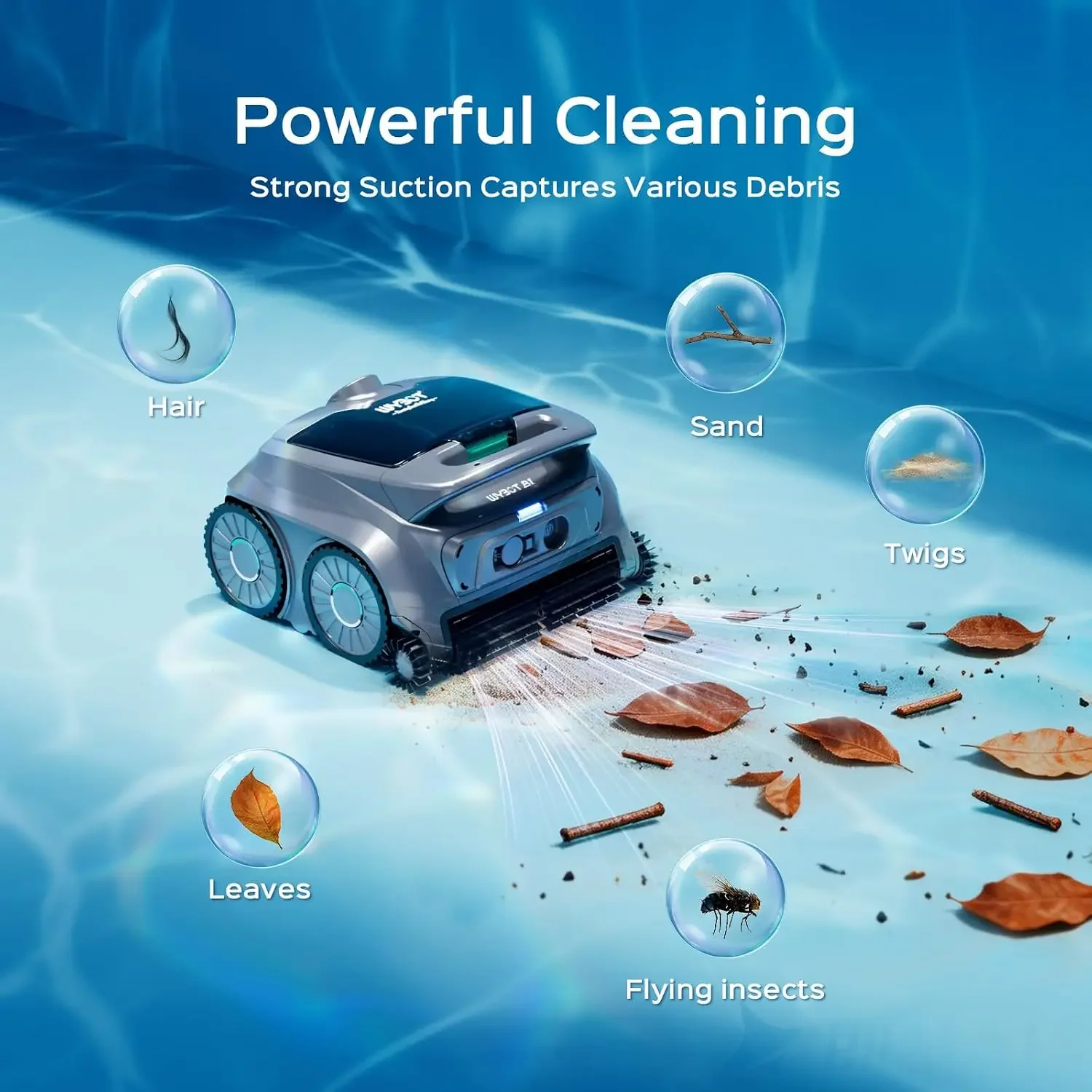 B1 Cordless Robotic Pool Vacuum Pool Cleaner Robot for Inground Pools | Quad-Roller Brushes for Edge Cleaning, Floor & Wall