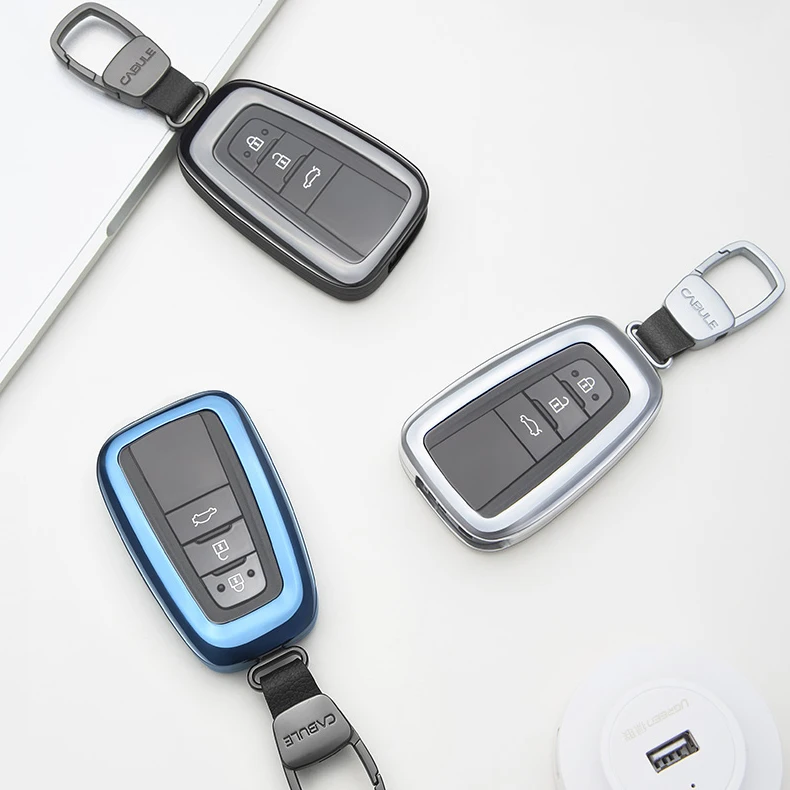 

Car Aluminum Key Fob Case Cover for Land Cruiser Prado FJ150 RAV4 Corolla Camry 2019 2020 2021 Accessories
