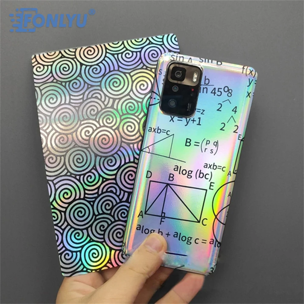 FONLYU 3D Shiny Colorful Embossed Back Sticker Smart Phone Rear Glass Protect Sheet Membrane For Hydrogel Film Cutting Machine