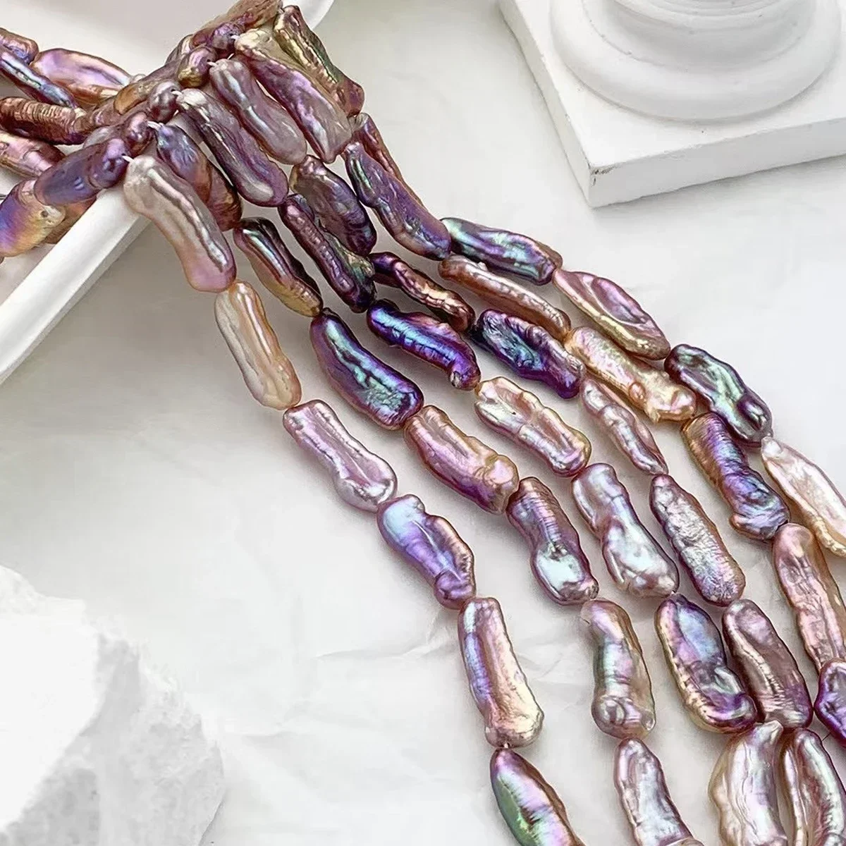 7-9x17-22mm6A Pretty Natural Freshwater Purple Baroque Pipa Pearl Bead Women Gift Jewelry Make DIY Necklace Bracelet Accessories