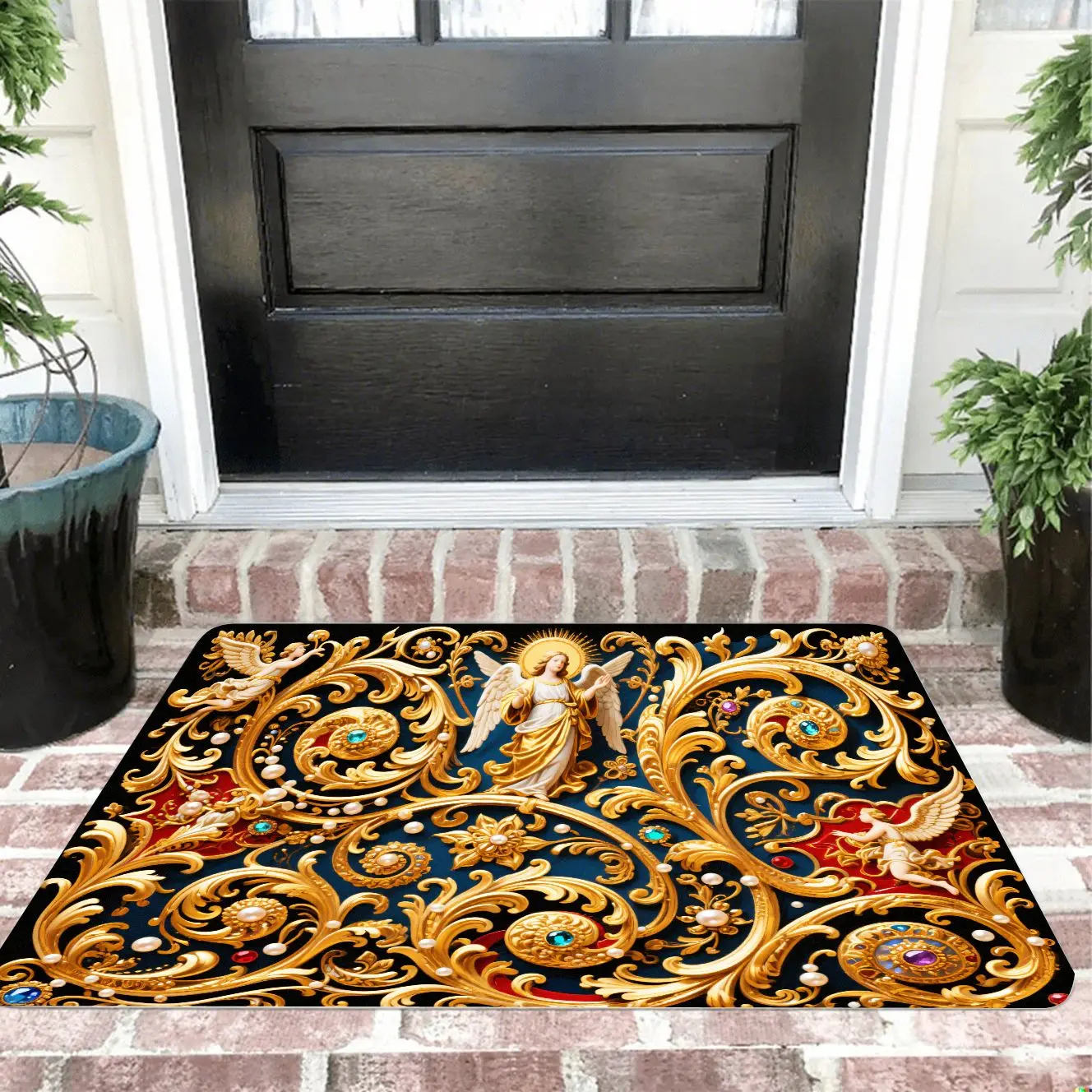 

MatMuse Изысканный коврик в стиле барокко Angel Home, мягкий коврик с диатомовой землей, напольные коврики, нескользящий, быстросохнущий ковер для гостиной, спальни