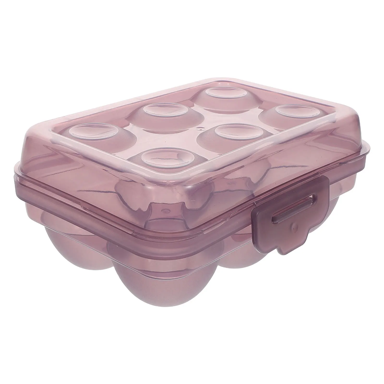 

6-Slot Egg Storage Box Transparent Purple Shockproof Flat Design Portable Camping Picnic Travel Egg Organizer Container Holder