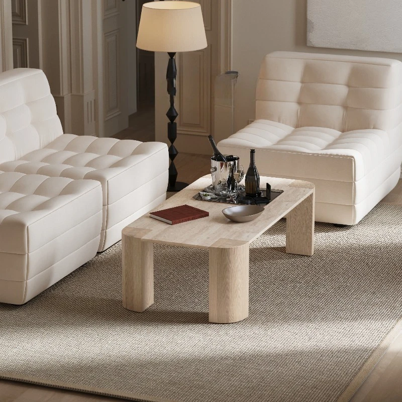 

Coffee table, cave stone slab, ash, solid wood, living room, ancient style small apartment