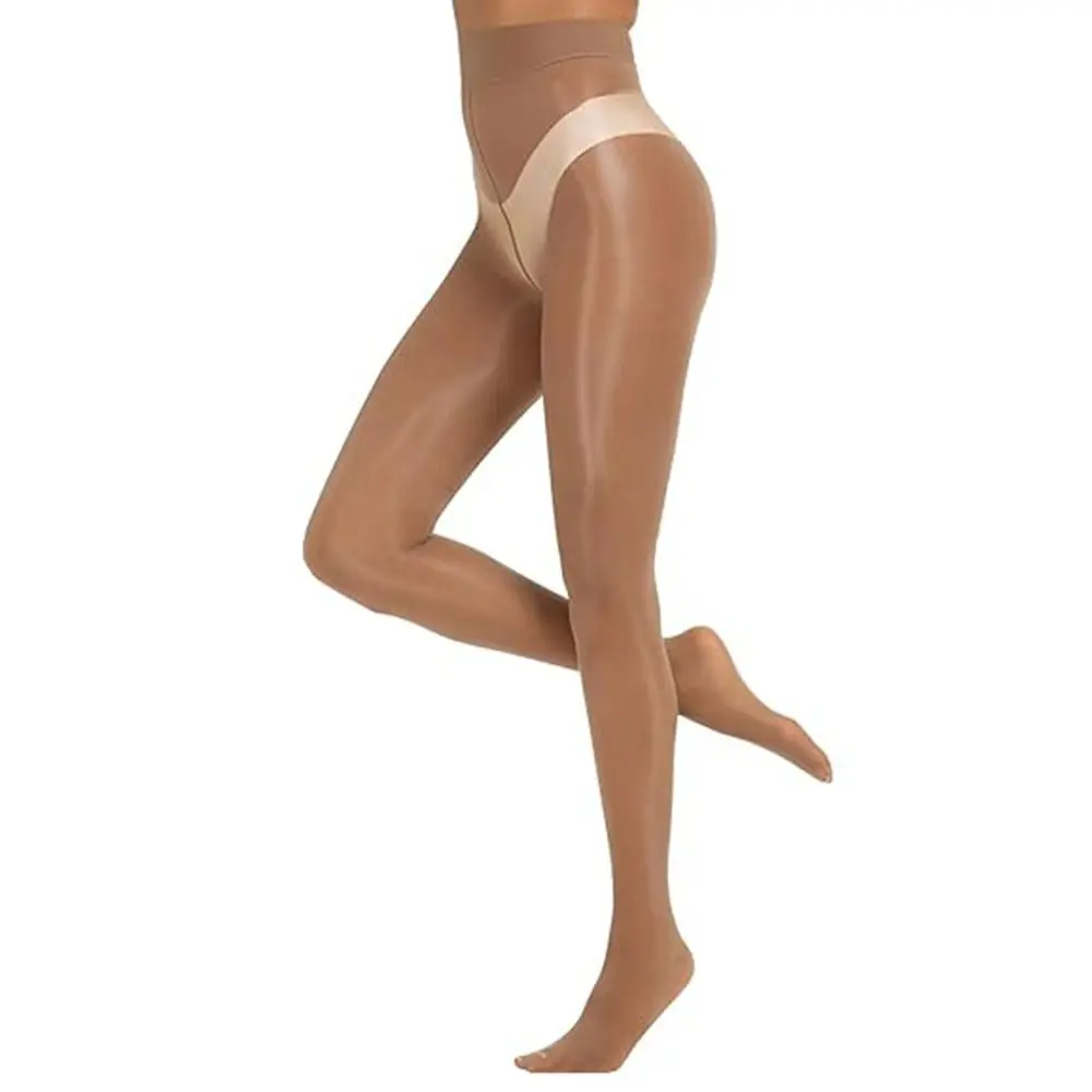 Oil Bright Shimmer Tights High Waist 360°Seamless Crotch Shiny Oil Stockings Stretch Wet Look Shaping Silk Stockings Party