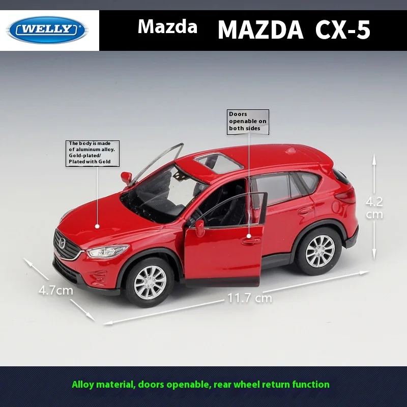 WELLY 1:36 Mazda MAZDA CX-5 modelo de coche fundido a presión vehículo de juguete extraíble niños niño colección de regalos de cumpleaños Voiture en miniatura