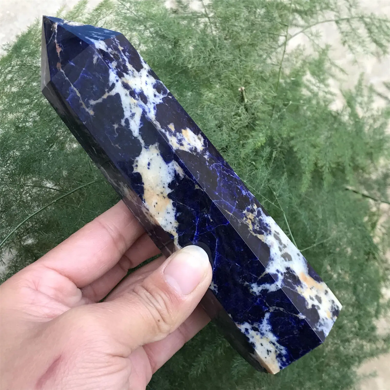 Natural Sodalite Obelisk Quartz Crystal Wand Point Tower Energy Healing