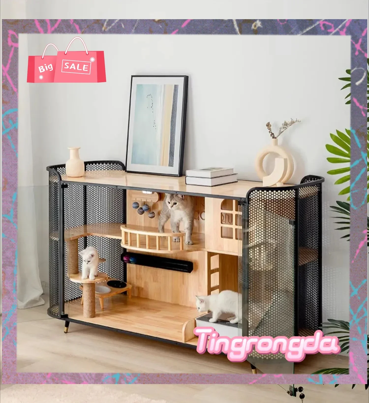 

Домик для кошек Y Cat House из массива дерева, роскошный, просторный, многоуровневый, большой размер