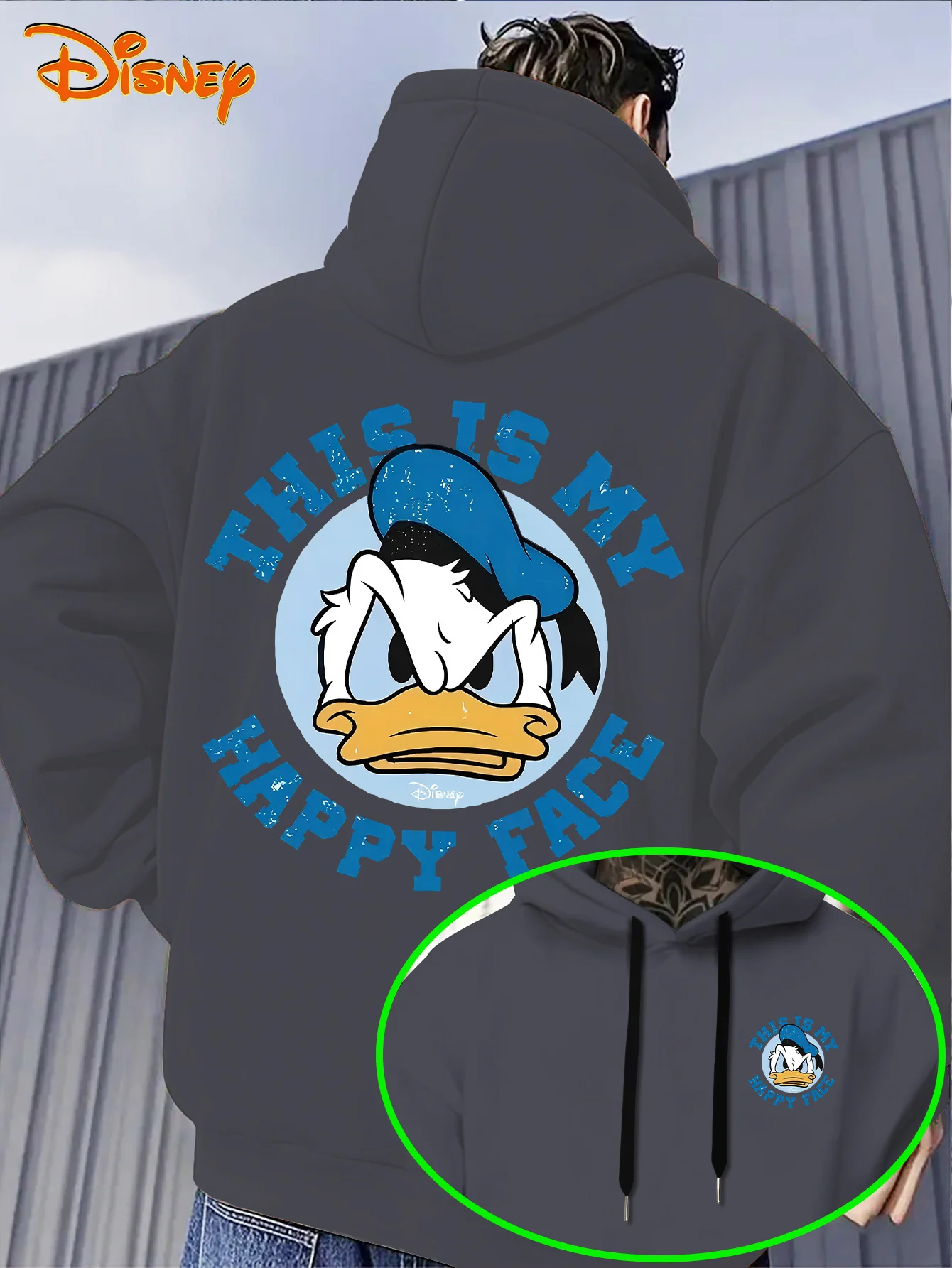 Herren Disney Donald Duck Hoodies Mode Übergroße Streetwear Unisex Sweatshirts Herbst und Winter Fleece Lässig Vielseitig