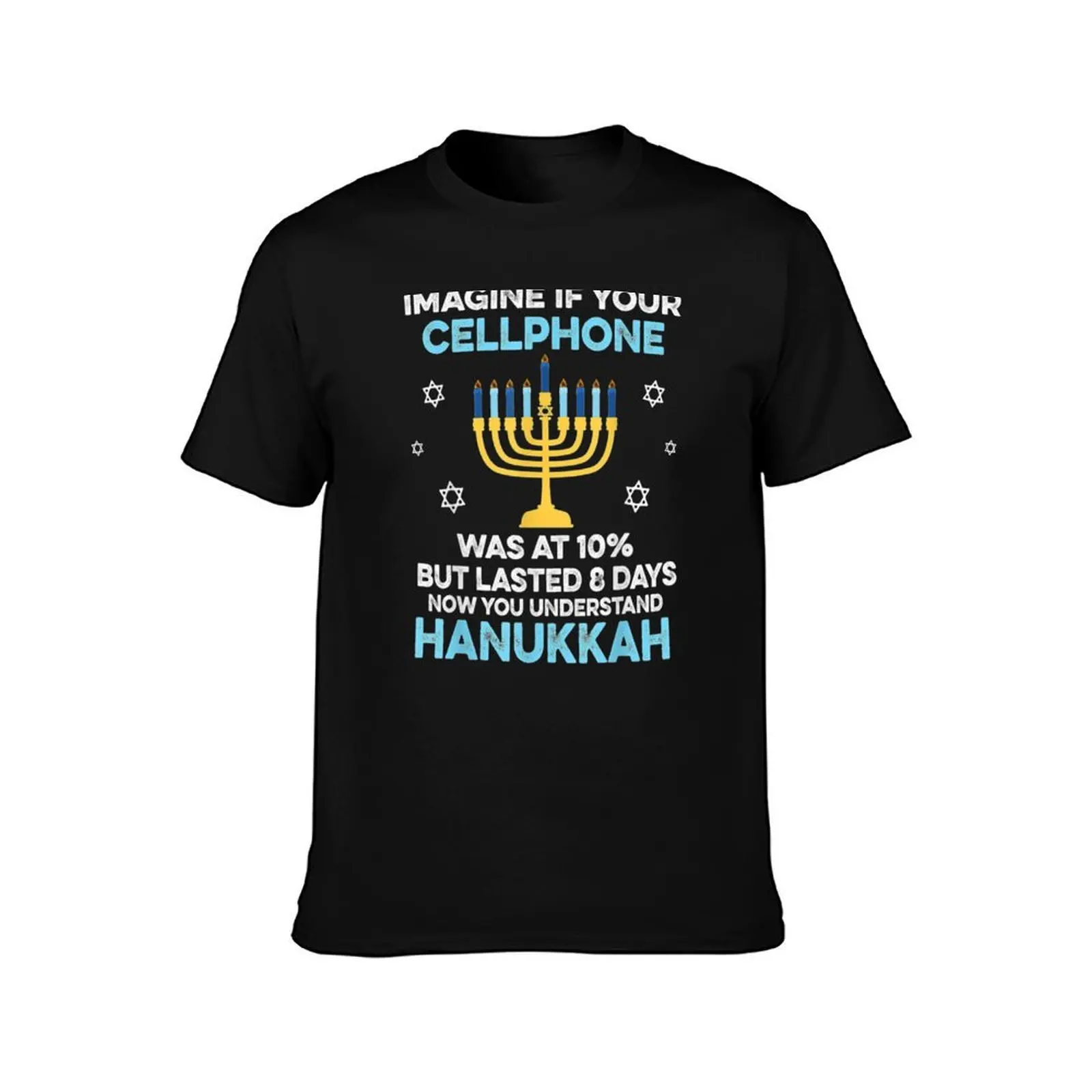 Funny Hanukkah Gifts Cellphone Chanukkah T-Shirt, Summer Casual Cotton Tee, Oversized Streetwear Tops, Vintage Graphic Print