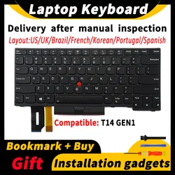 Teclado de repuesto para ordenador portátil, accesorio para Lenovo ThinkPad T14 Gen1 Gen2 P14S Gen1 Gen2 US/BR/FR/UK/PT/SP 5N20V43904 5N20X68869