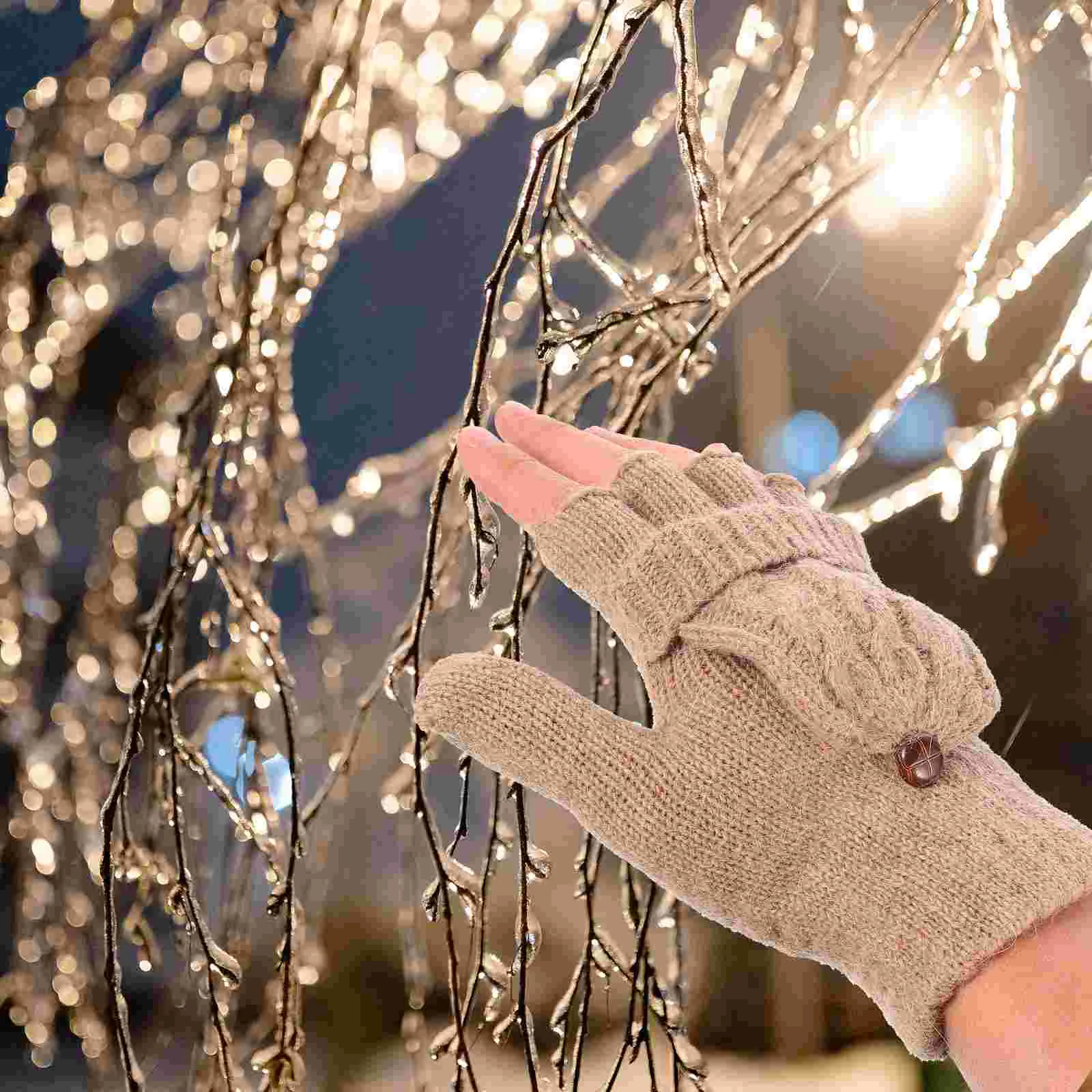 Convertible Gloves Semi Finger Mitten Multifunction Women's Mittens Fingerless Winter