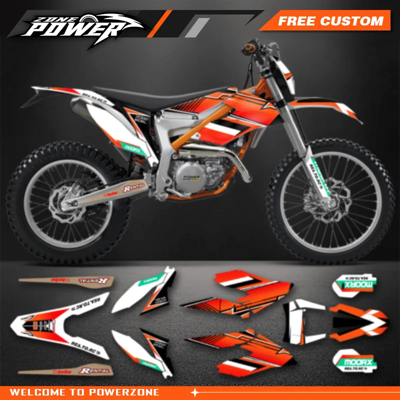 Powerzone Custom Team Decals Stickers Kits for KTM 2012-2017 2018 2019 2020 2021 FREERIDE 250 300 Customized Number 02