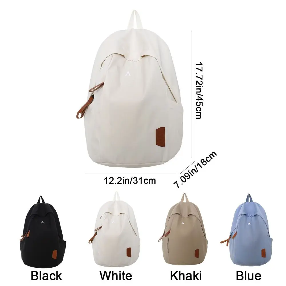 Fashion Canvas College Backpack Large Capacity Waterproof Travel Backpack Solid Color Computer Bag High School Students