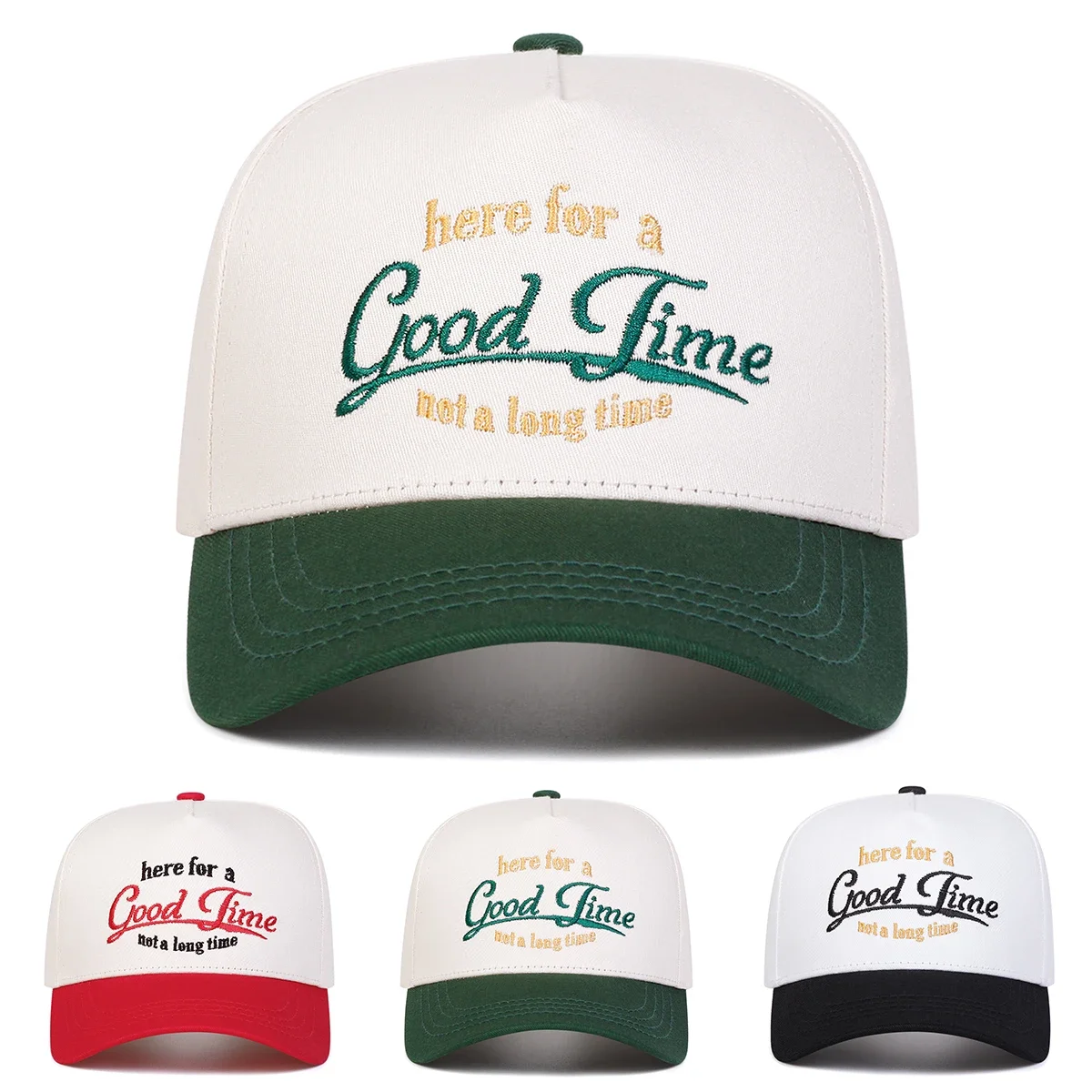 Unisex GOOD TIME Letter Embroidery Baseball Caps Spring Autumn Outdoor Sunscreen Hat Adjustable Casual Trucker Hats