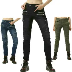 Motorcycle Female Riding Pants Loong Biker Locomotive Cycle Sports Racing Protective Jeans Women's Slim Fashion Casual Trousers