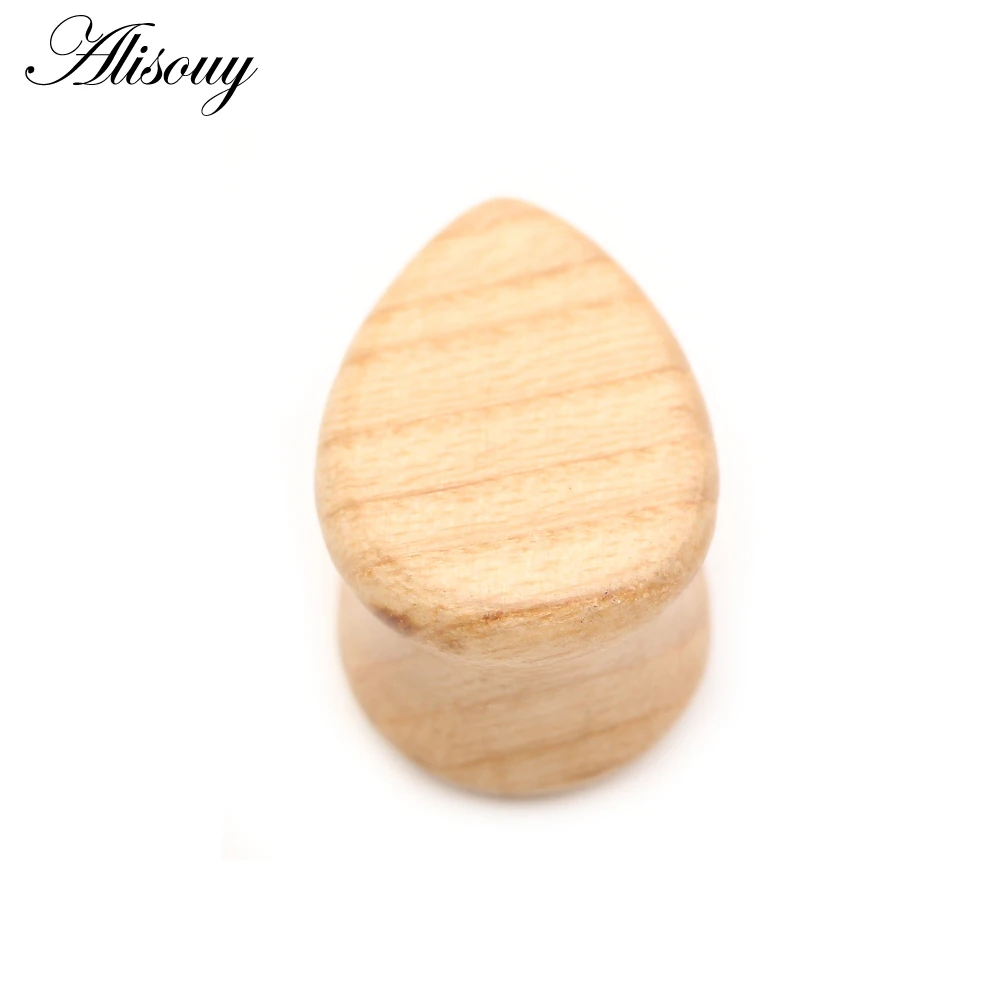 Alisouy 1pc Teardrop Water Drop Natural Wood Ear Plug Tunnel Earring Guages Stretcher Expander Women Men Piercing Body Jewelry