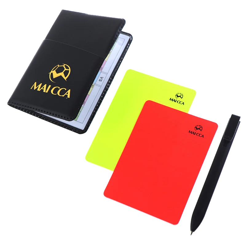 

Soccer Referee Red Yellow Card Record Referee tool With Leather Case and Pen