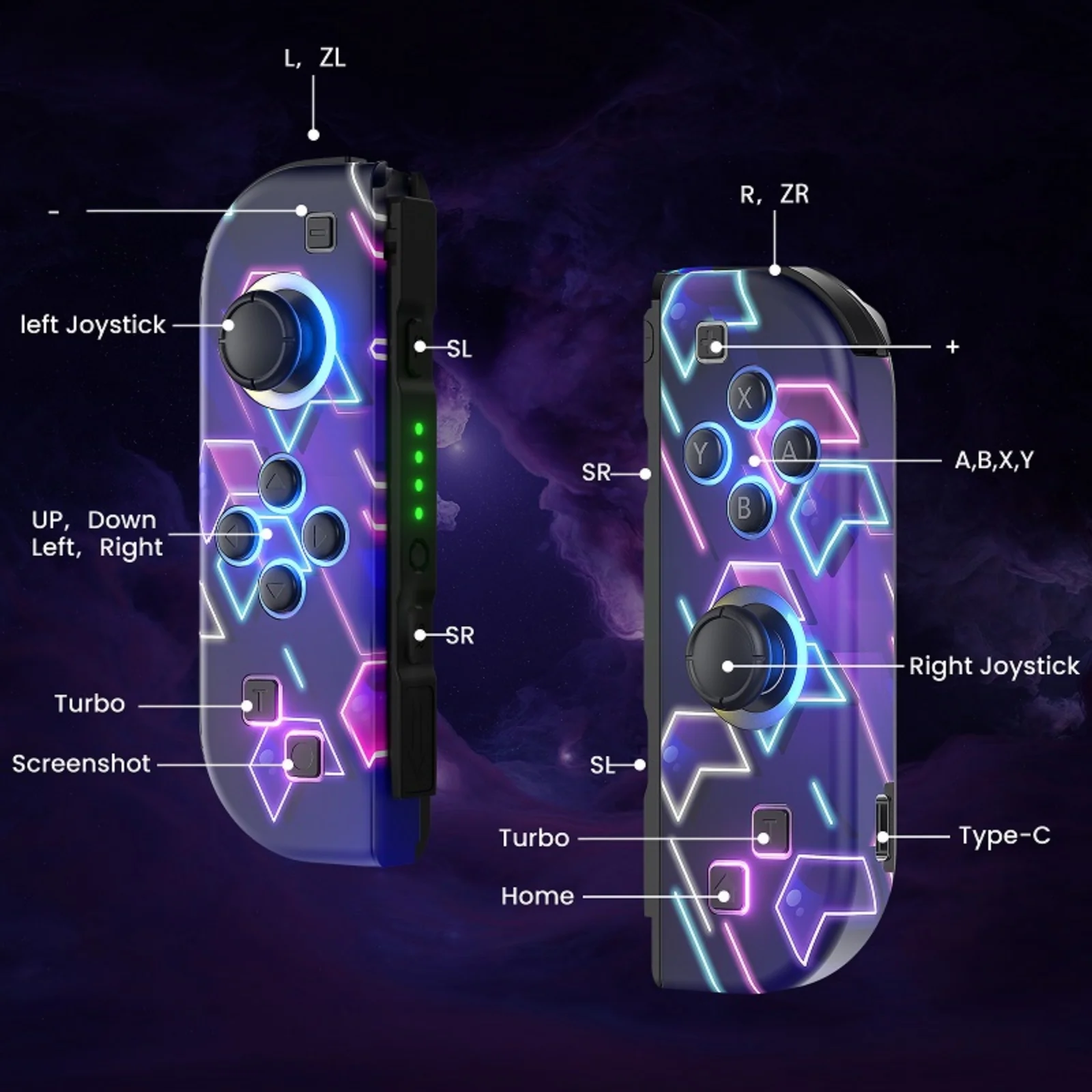 Joypad wireless per controller Switch/OLED/LITE/PC/IOS/Android con LED RGB L/R Turbo Dual Vibration Wake-up Funcs Gamepad Joystick