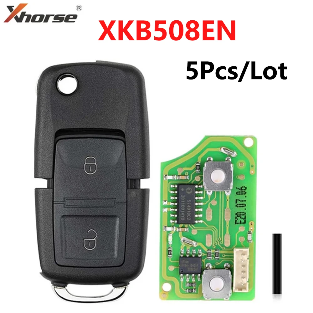 

5Pcs/Lot XHORSE XKB508EN Wire Universal Remote Key B5 Style 2 Buttons English Version For VW