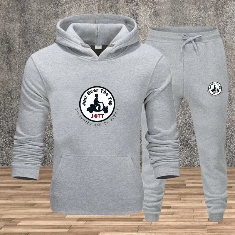 New autumn and winter men's casual set, outdoor windproof and warm jogging men's and women's sweatshirt and pants 2-piece set