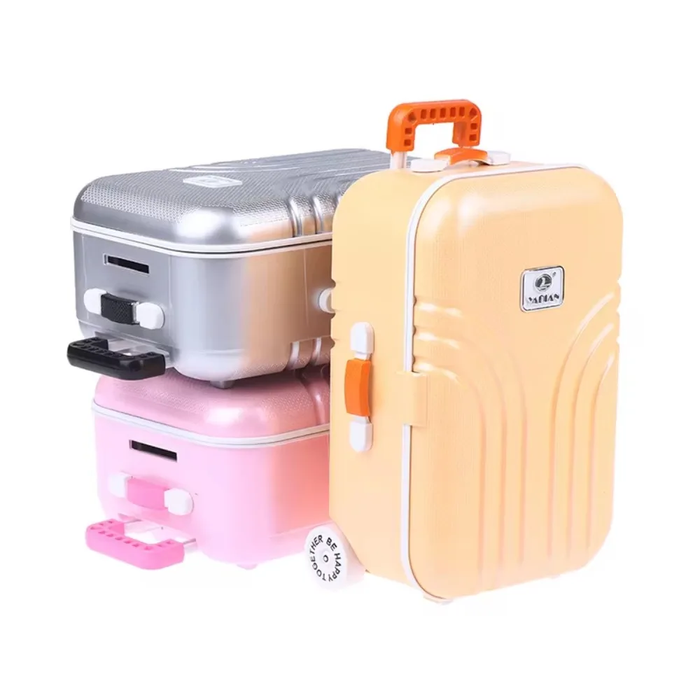 Plastic Luggage Suitcase Miniatures Storage Trolley Case Micro Models Travel Toy For Doll Pretend Toys DIY Dollhouse Accessories